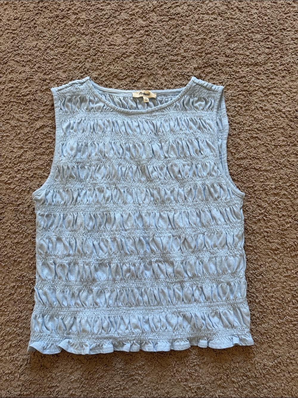 Madewell Light Blue Smocked Sleeveless Tank